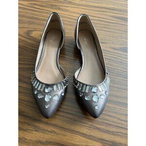 Cato faux clear jeweled bronze closed toe wedge flats size 8M